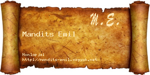Mandits Emil névjegykártya